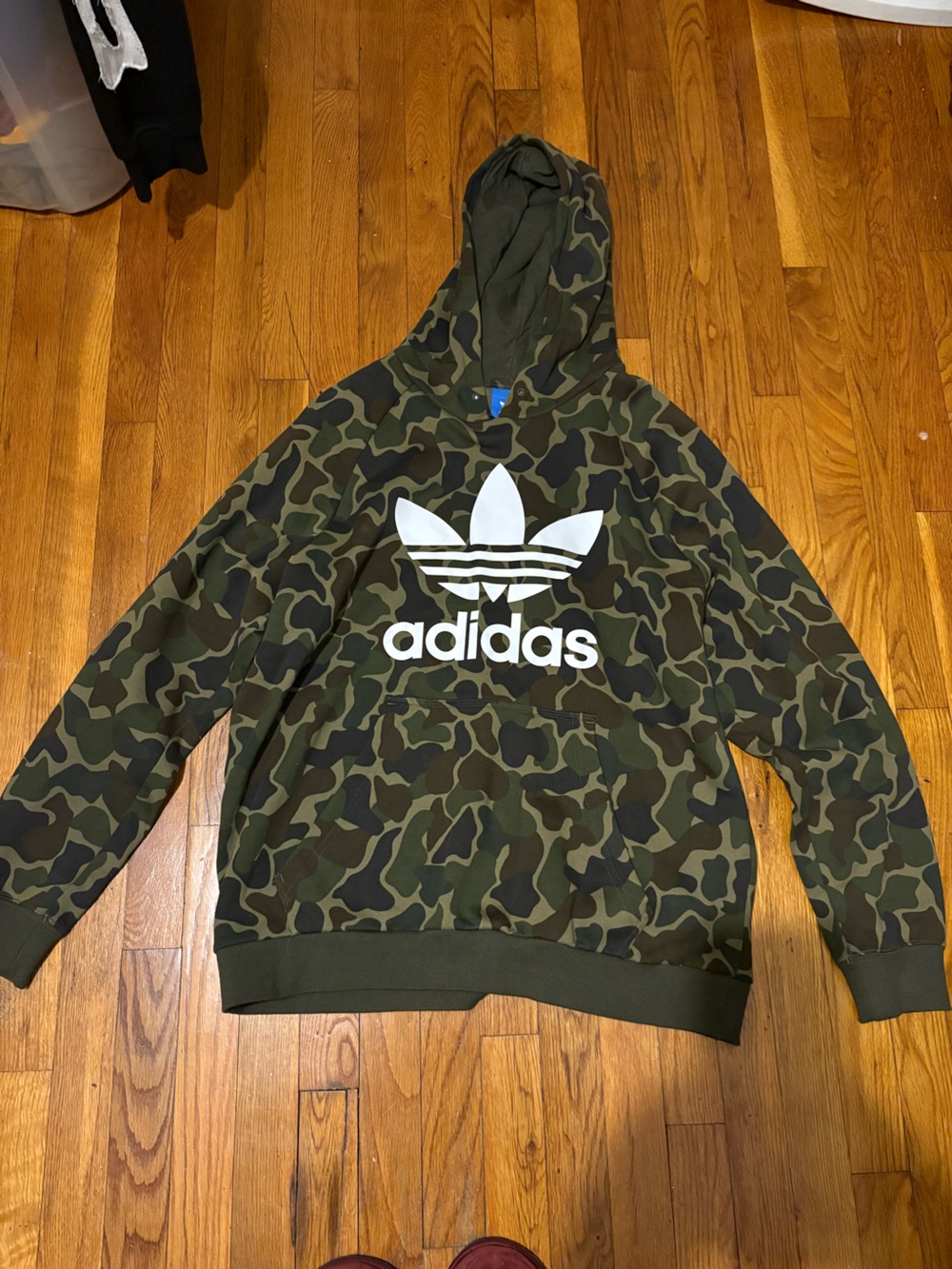 adidas Camo Pullover Hoodie with White Trefoil